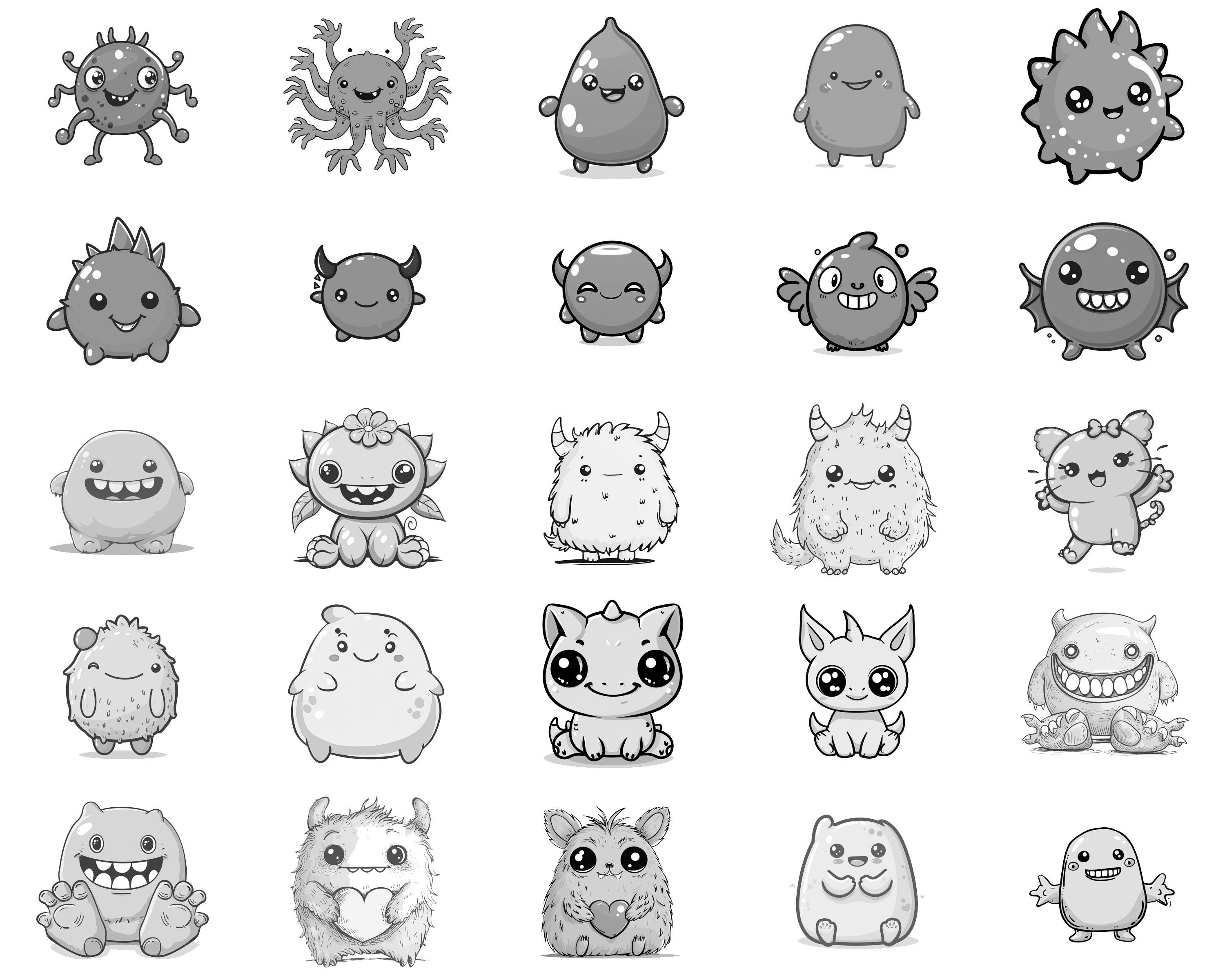 100+ Kawaii Monster Procreate Brush Set | Procreate Stamp Brushes ...