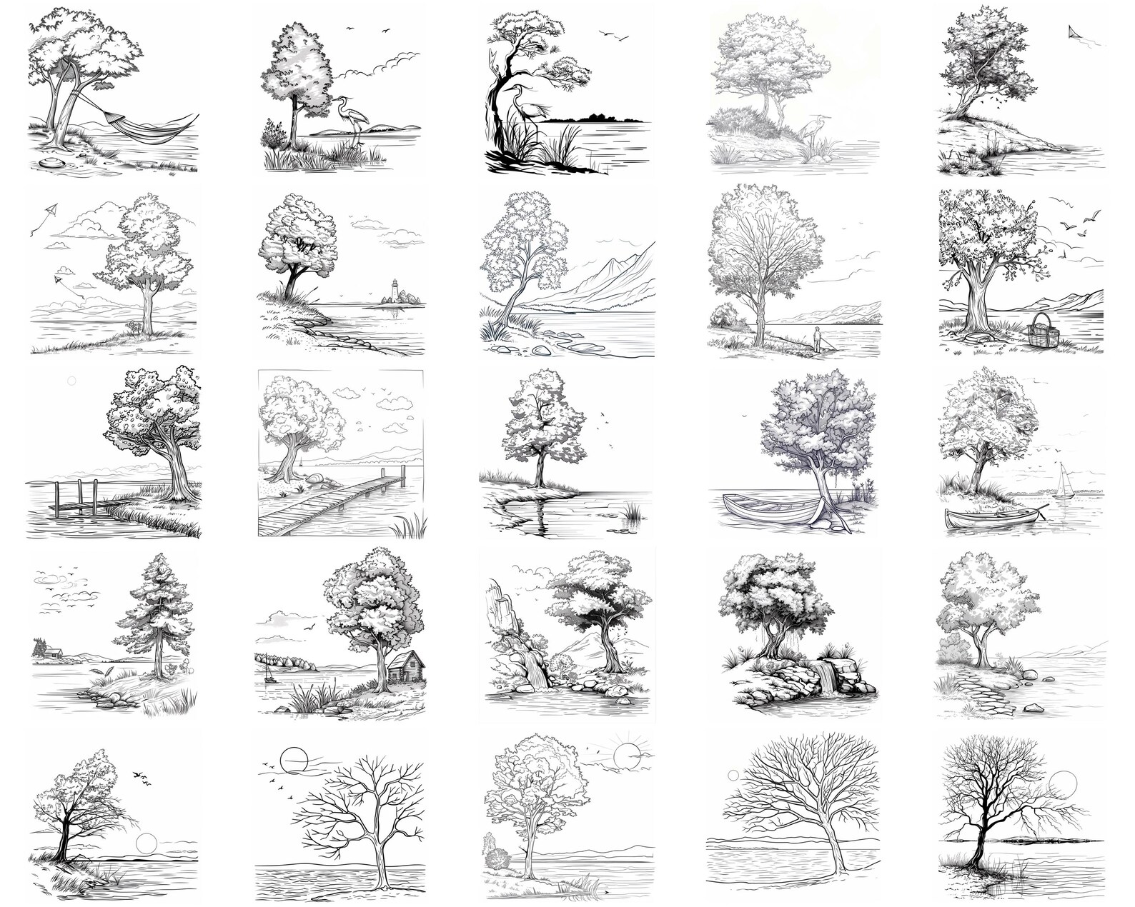 128+ Tree Lake by Nature Procreate Brush Set | Stamps for Procreate ...