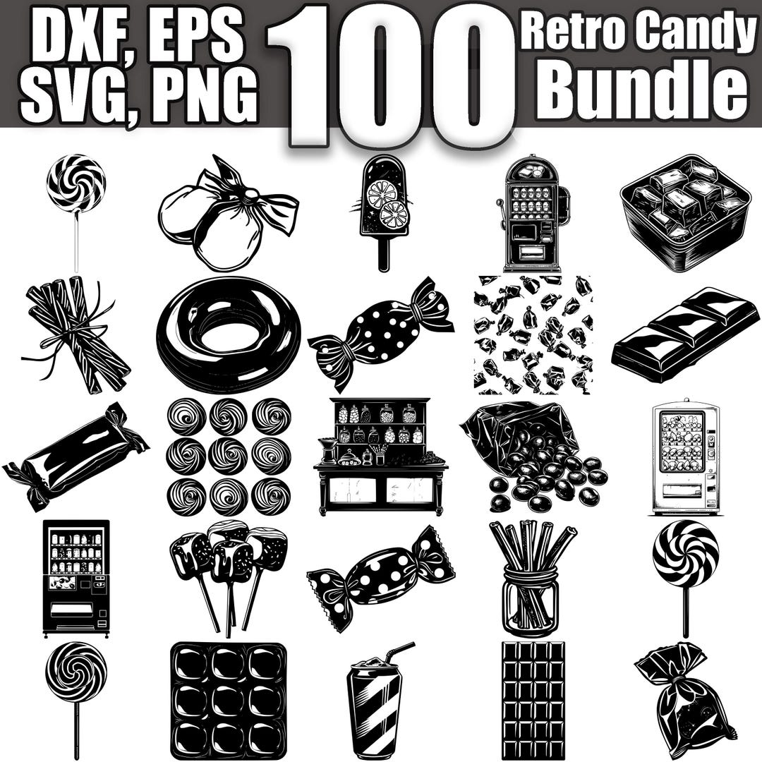 Retro Candy SVG Bundle, Set of 100, Instant Digital Download Svg Png ...