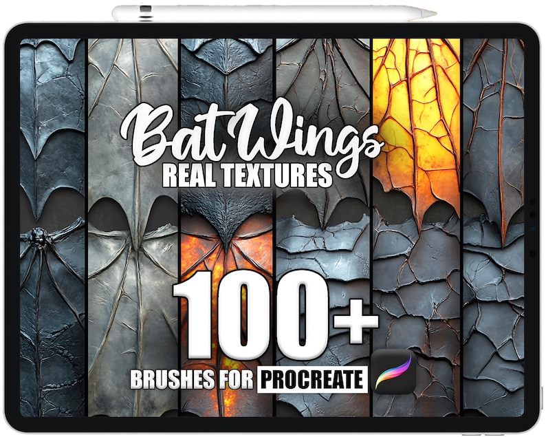 Bat Wing Texture Procreate Brushes: 100+ Seamless Patterns (instant ...