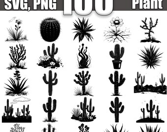Paquete SVG de plantas del desierto, juego de 100, descarga digital instantánea svg png dxf eps