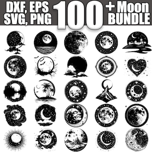 Moon SVG Bundle, Set of 100, Instant Digital Download svg png dxf eps