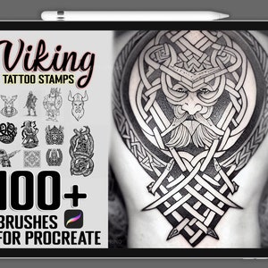 100 Viking Tattoo Procreate Brushes, Celtic and Viking Runes,Nordic Scandinavian Tattoo Stencil, Warrior essentials Digital Tattoo Stamp