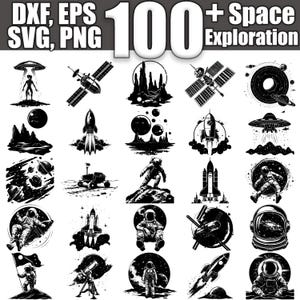 Space Exploration SVG Bundle, Set of 100, Instant Digital Download svg png dxf eps