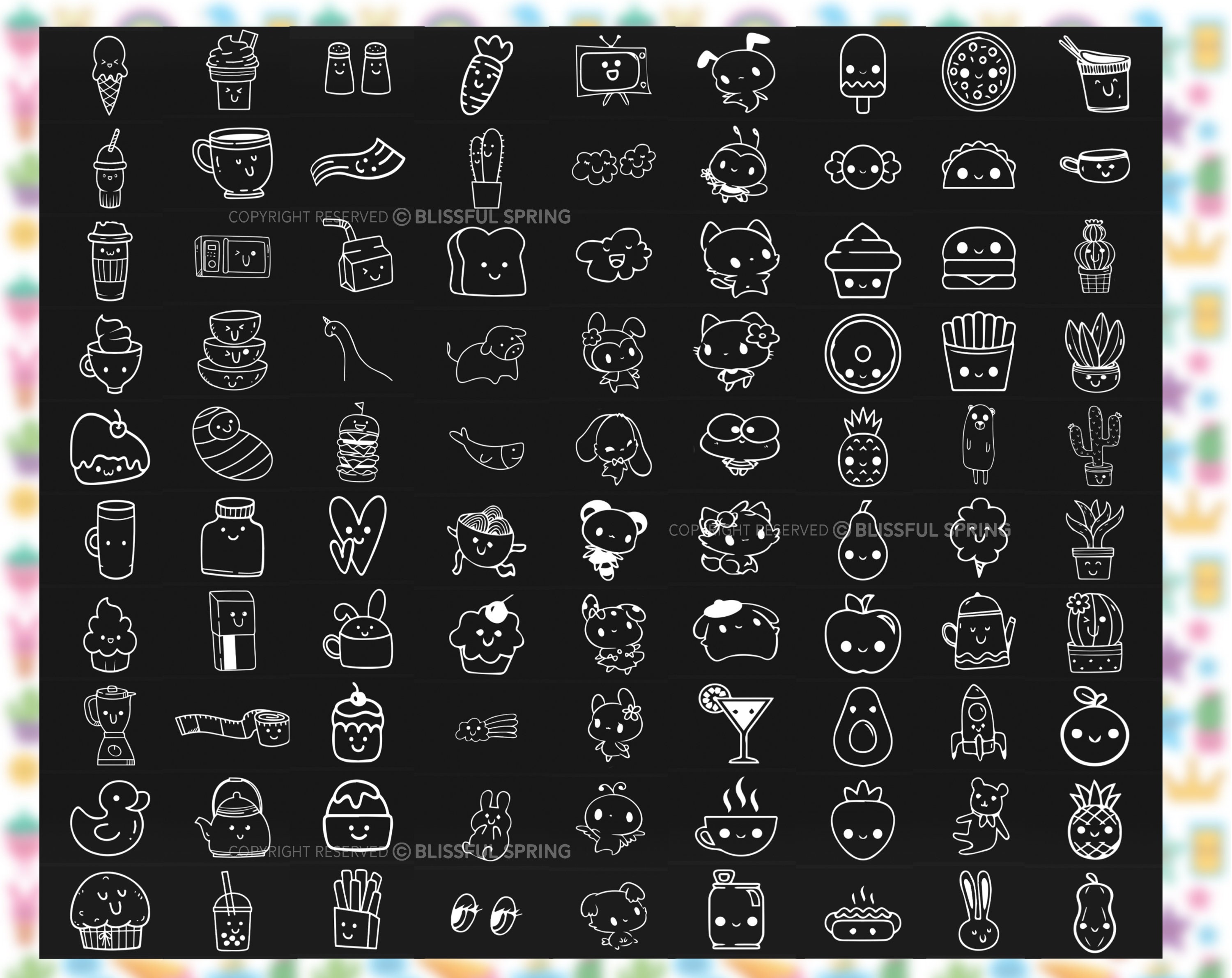 100+ Kawaii Procreate Stamps, Cute Kawaii Procreate Brush Set, Hand ...