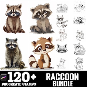 128+ Raccoon Procreate Brush Set | Stamps For Procreate | Instant Digital Download