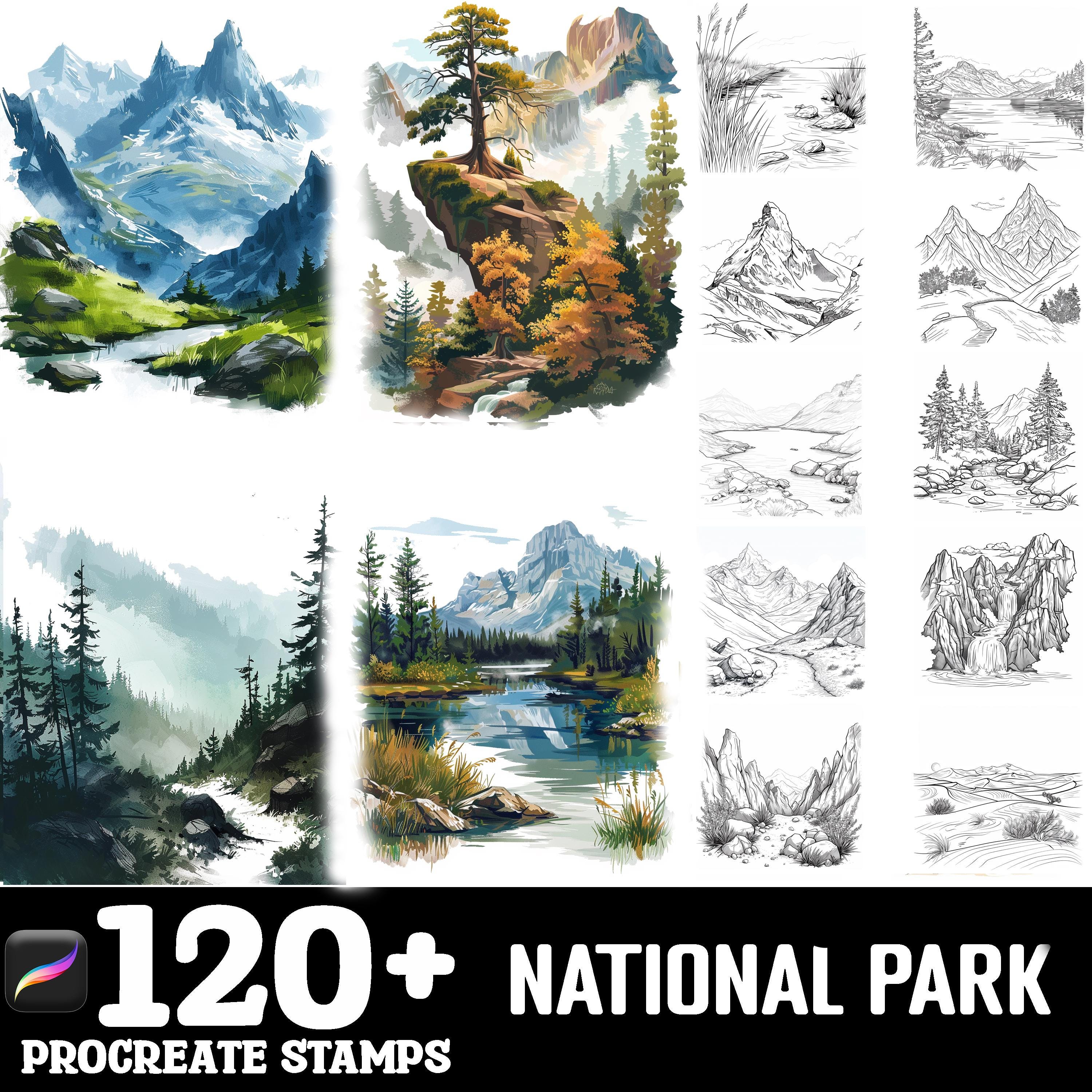 128+ National Park Procreate Brush Set | Stamps for Procreate | Instant ...