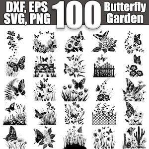 Schmetterling Garten SVG Bundle, Set von 100, sofortiger digitaler Download svg png dxf eps