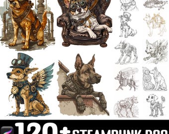 100+ Steampunk Dog Procreate Brush Set | Procreate Stamp Brushes | Instant Digital Download