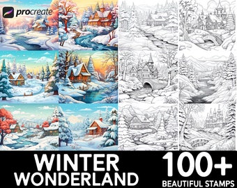 Set de pinceles Winter Wonderland para Procreate: más de 100 sellos únicos (descarga digital)