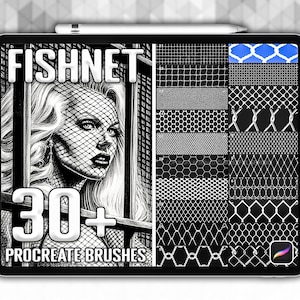 30+ Procreate Fishnet Brushset, Procreate Brushes Anime Manga, Fishnet Textures