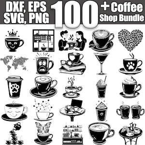 Coffee Shop SVG Bundle, Set of 100, Instant Digital Download svg png dxf eps