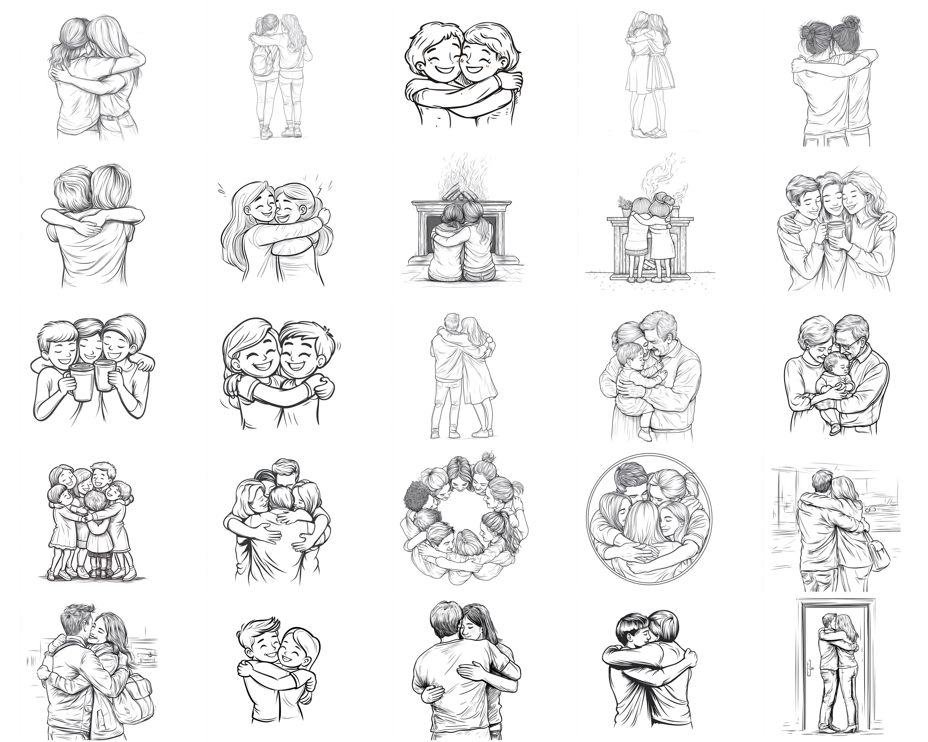 120+ Hugging Pose Procreate Brush Set | Stamps for Procreate | Instant ...
