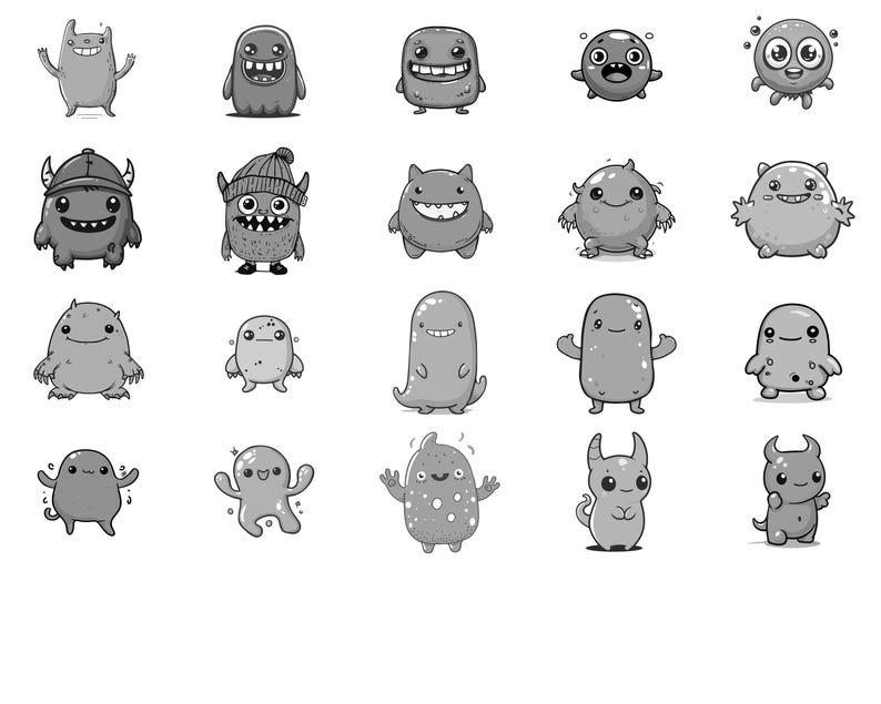 100+ Kawaii Monster Procreate Brush Set | Procreate Stamp Brushes ...