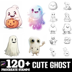 100+ Cute Ghost Procreate Brush Set | Procreate Stamp Brushes | Instant Digital Download
