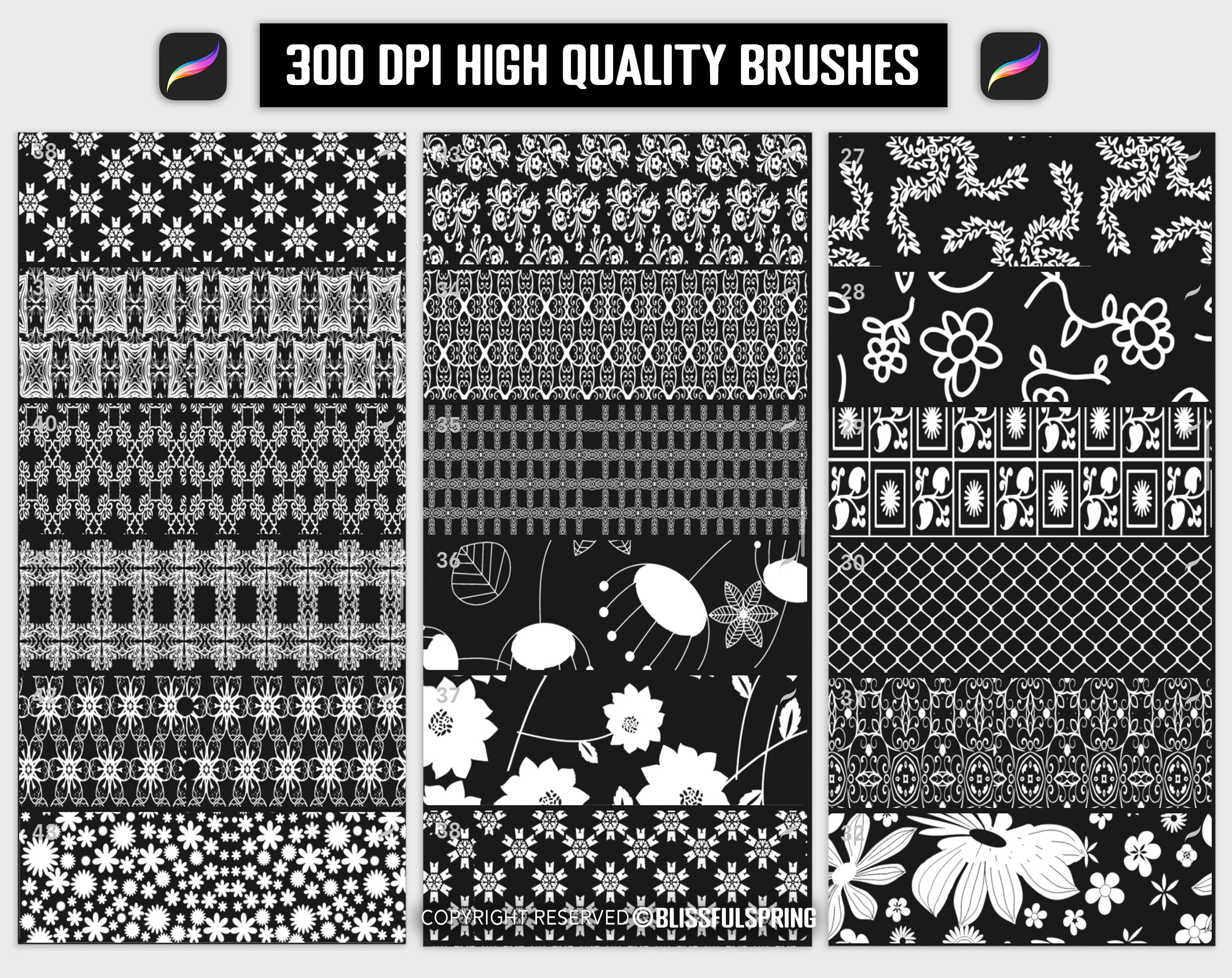 80+ Seamless Geometric Pattern Brushes for Procreate | Instant Digital ...