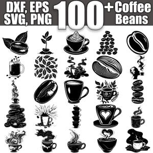 Coffee Beans SVG Bundle, Set of 100, Instant Digital Download svg png dxf eps