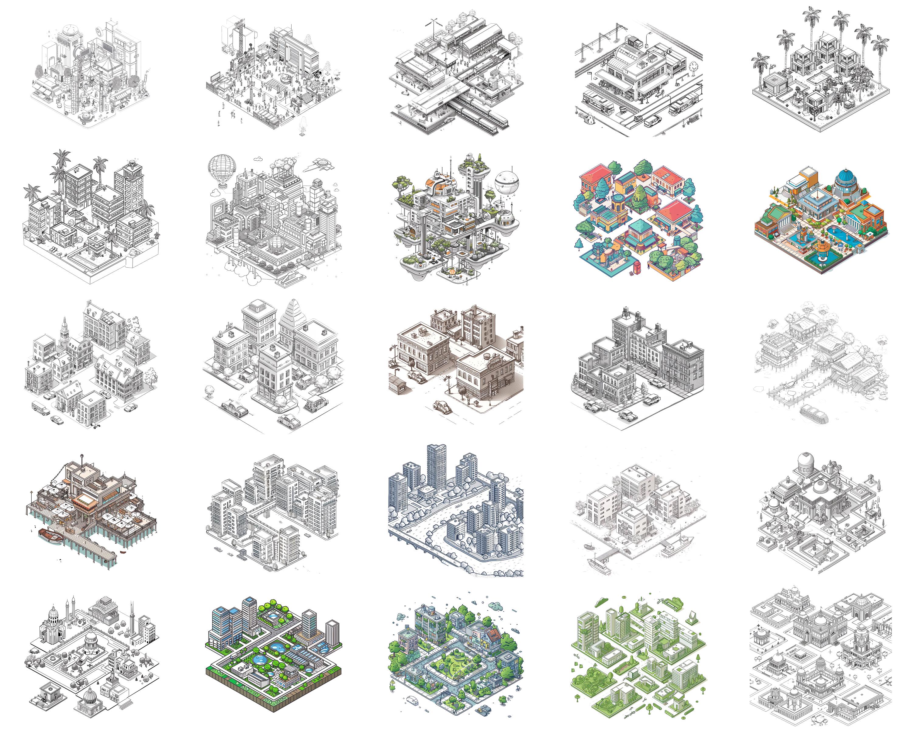 100+ Isometric City Procreate Brush Set | Procreate Stamp Brushes ...