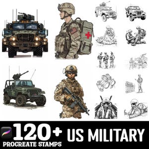 100+ US Military Procreate Brush Set | Procreate Stamp Brushes | Instant Digital Download