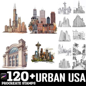 100+ Urban USA Procreate Brush Set | Procreate Stamp Brushes | Instant ...