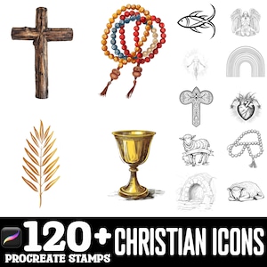 100+ Christian Icons Procreate Brush Set | Procreate Stamp Brushes | Instant Digital Download