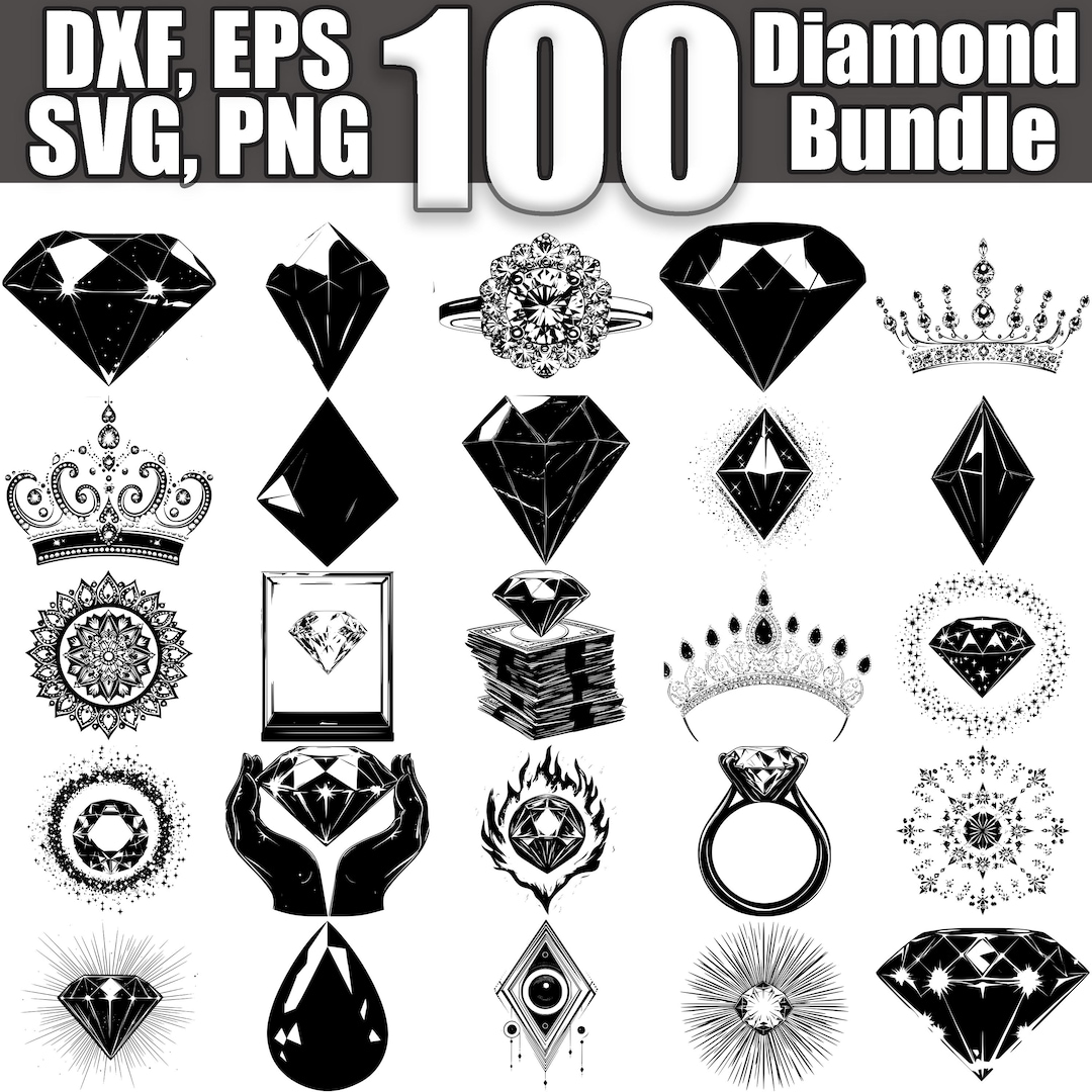 Diamond SVG Bundle, Set of 100, Instant Digital Download Svg Png Dxf ...