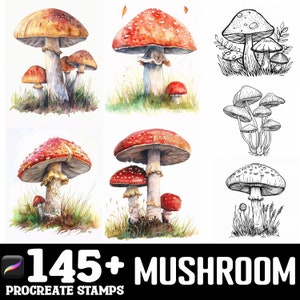 145+ Mushroom Procreate Brush Set | Stamps For Procreate | Instant Digital Download