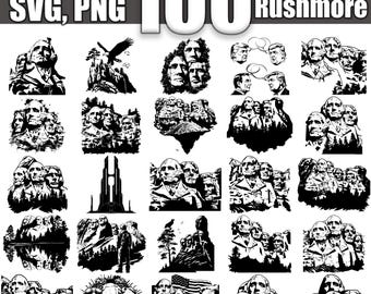 Pacchetto SVG del Monte Rushmore, set da 100, download digitale istantaneo svg png dxf eps