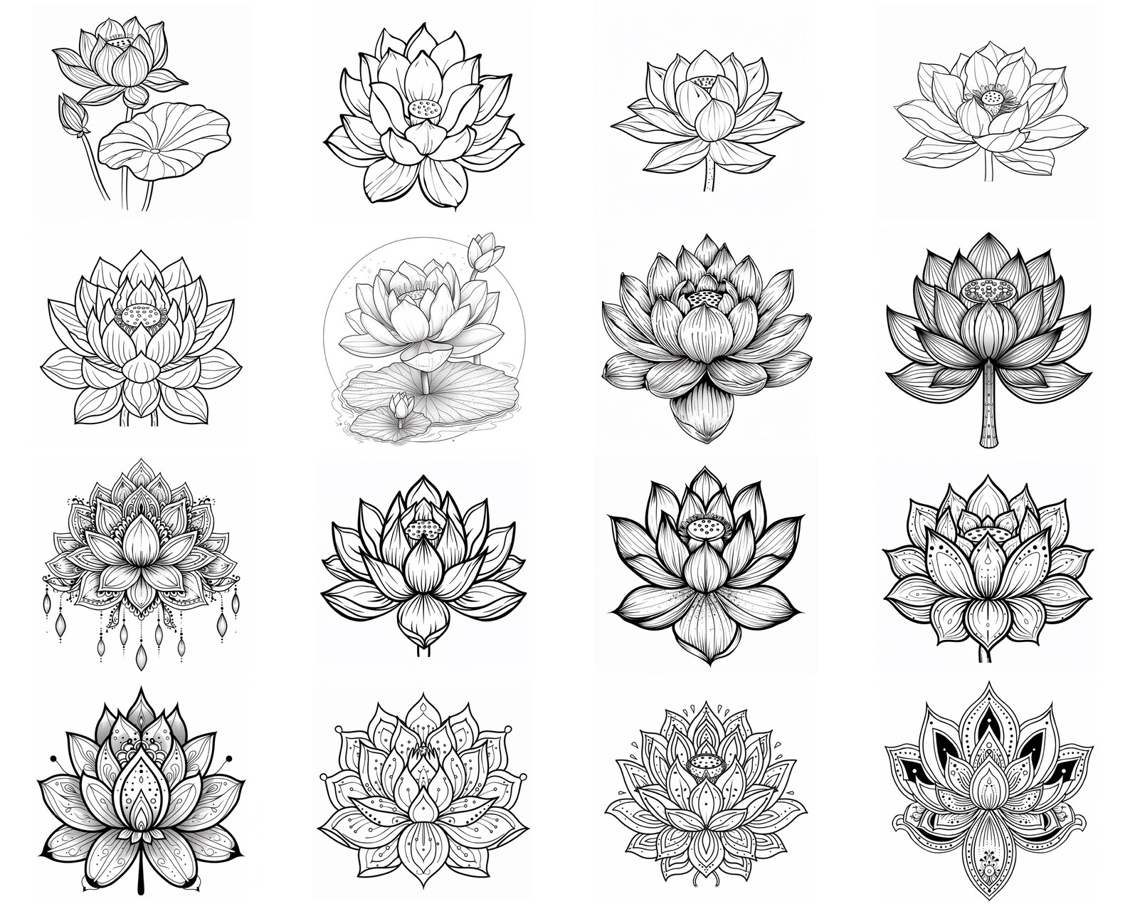 150+ Lotus Procreate Brush Set | Stamps for Procreate | Instant Digital ...