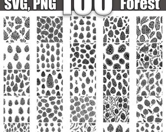 Pinecone Forest Seamless Pattern SVG Bundle: 100 Woodland Designs (Digital Download)