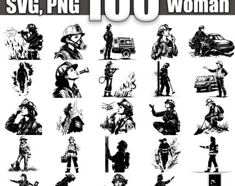 Paquete SVG de bombera: 100 diseños heroicos (descarga digital)