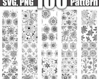 Paquete SVG de patrones florales sin costuras: 100 diseños florales (descarga digital)