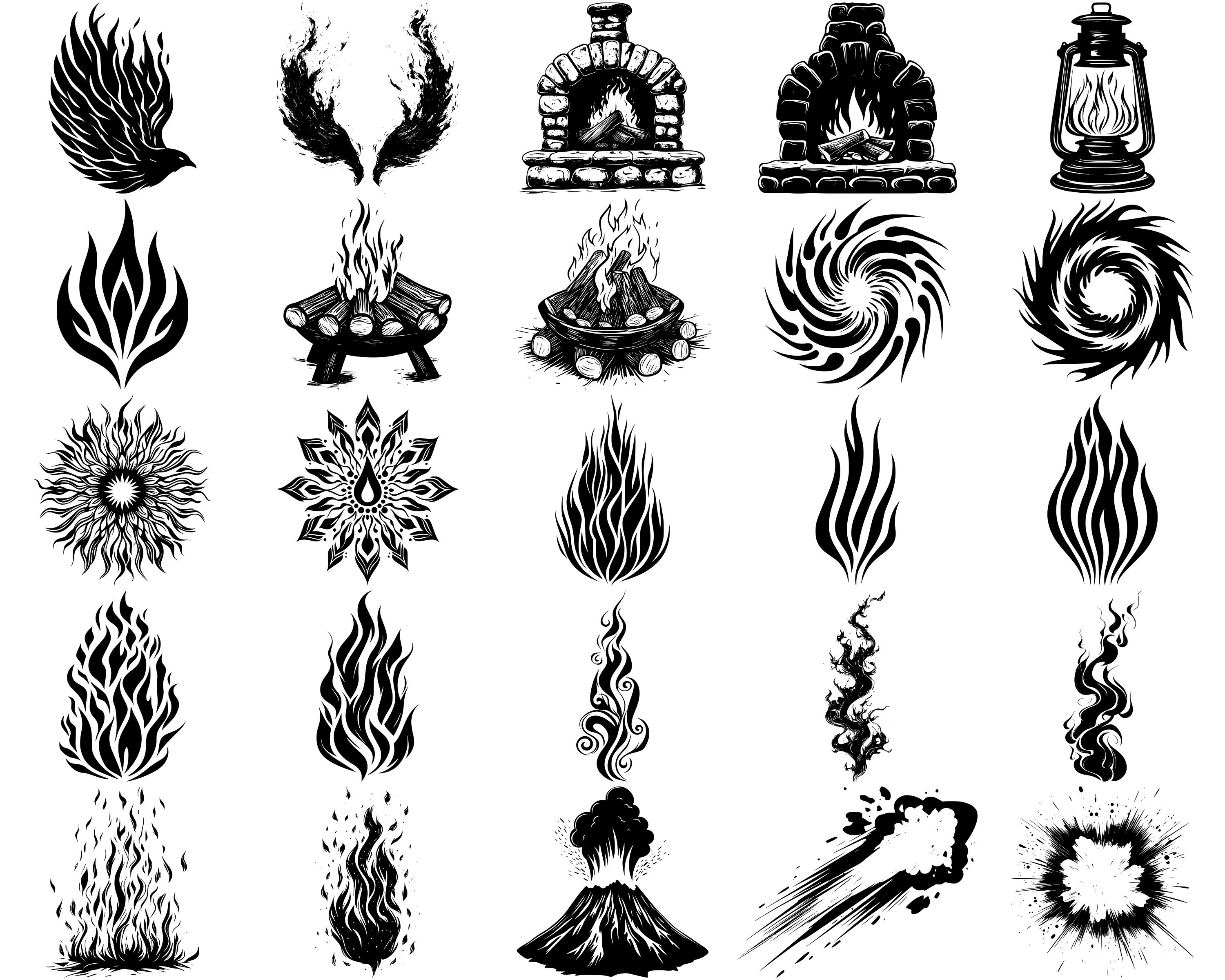 Fire Rays Svg Fire SVG Bundle, Set of 100, Instant Digital Download Svg Png Dxf Eps ...