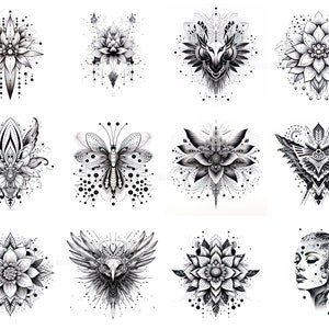 100+ Dotwork Tattoo Procreate Brush Set | Unique Tattoo Style Stamp ...
