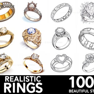 100+ Ring Procreate Brush Set | Unique Realistic Ring Stamp Brushes | Instant Digital Download