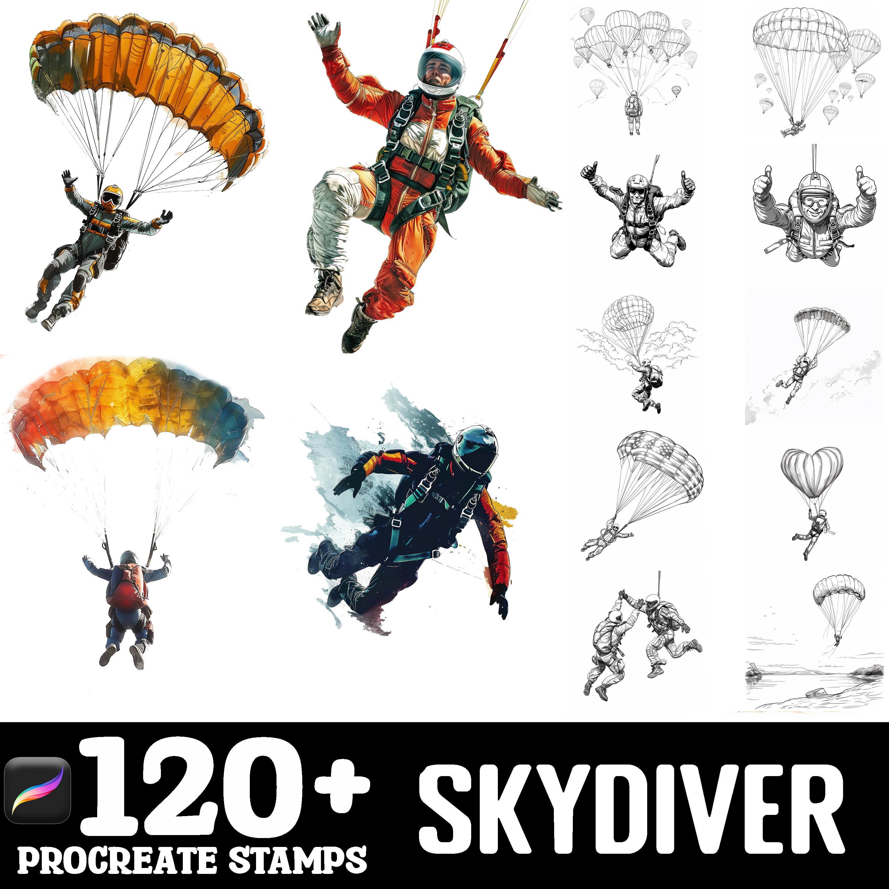 128+ Skydiver Procreate Brush Set | Stamps for Procreate | Instant ...