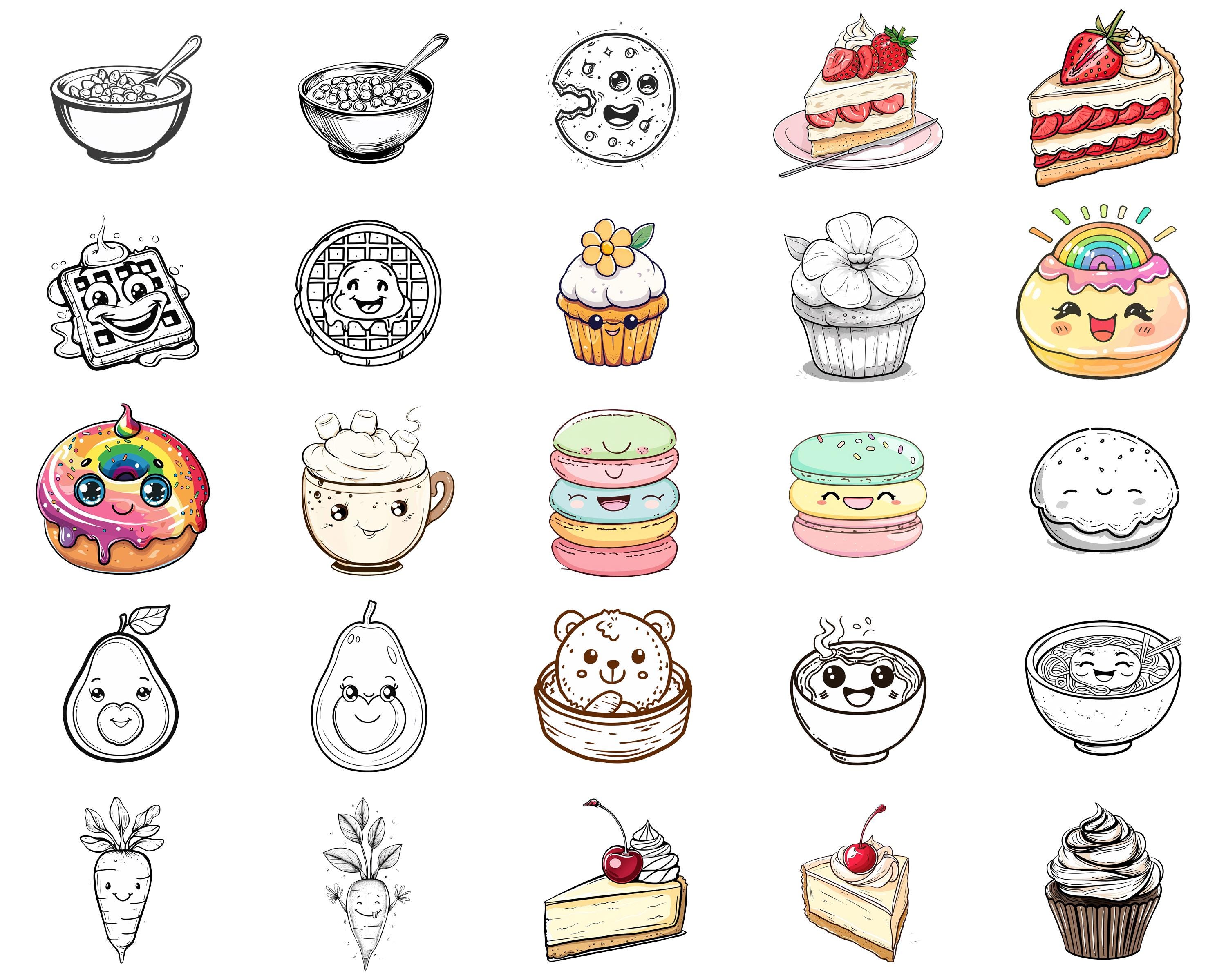 100+ Kawaii Food Items Procreate Brush Set | Procreate Stamp Brushes ...