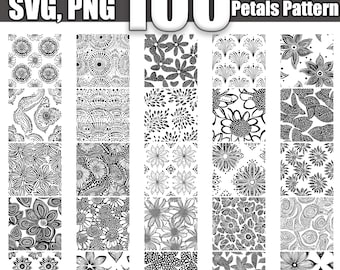 Paquete SVG de pétalos de jardín sin costuras: 100 diseños florales (descarga digital)