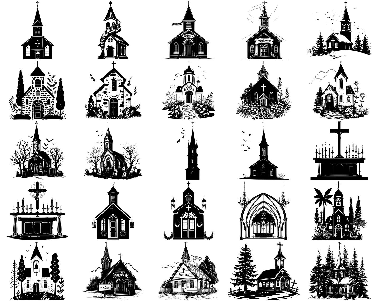 Church SVG Bundle, Set of 100, Instant Digital Download Svg Png Dxf Eps ...