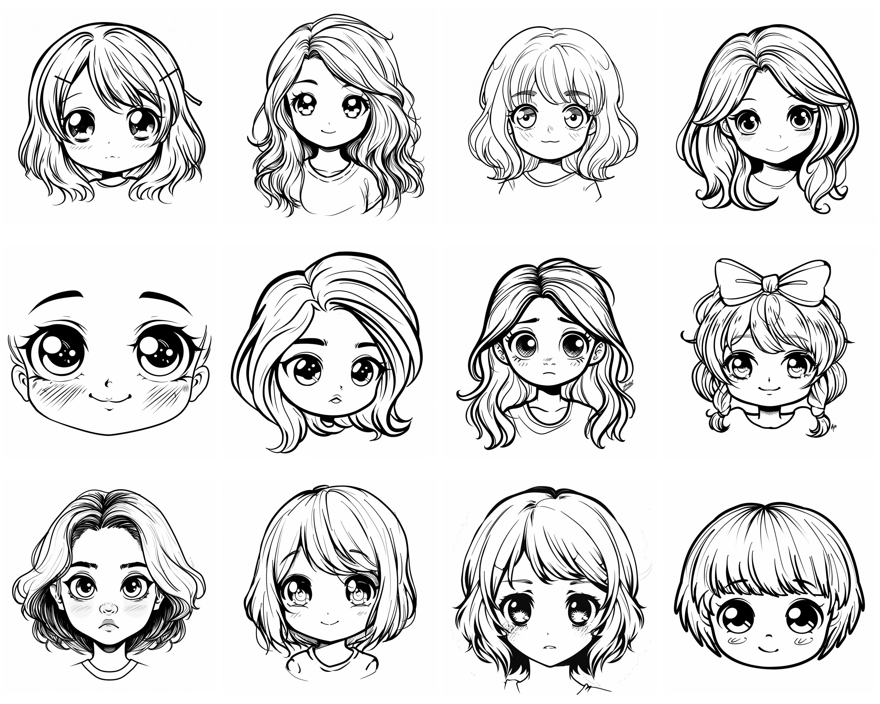 151+ Chibi Face Procreate Brush Set | Stamps for Procreate | Instant ...