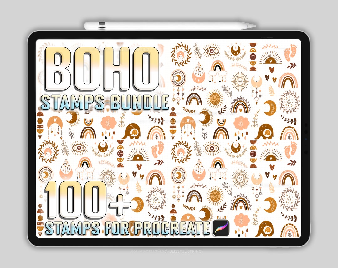 100+ Procreate Boho Stamps | Boho Element Procreate Stamps | Abstract ...