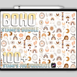 Ponad 100 pieczątek Procreate Boho | Pieczątki Procreate Boho Element | Abstrakcyjne pieczątki Procreate | Pieczątki Procreate Doodle | Do użytku komercyjnego w zestawie