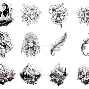 100+ Blackwork Tattoo Procreate Brush Set | Unique Tattoo Style Stamp ...