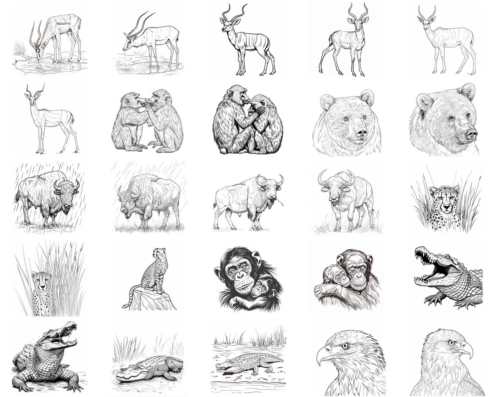 128+ Safari Animal Procreate Brush Set | Stamps for Procreate | Instant ...