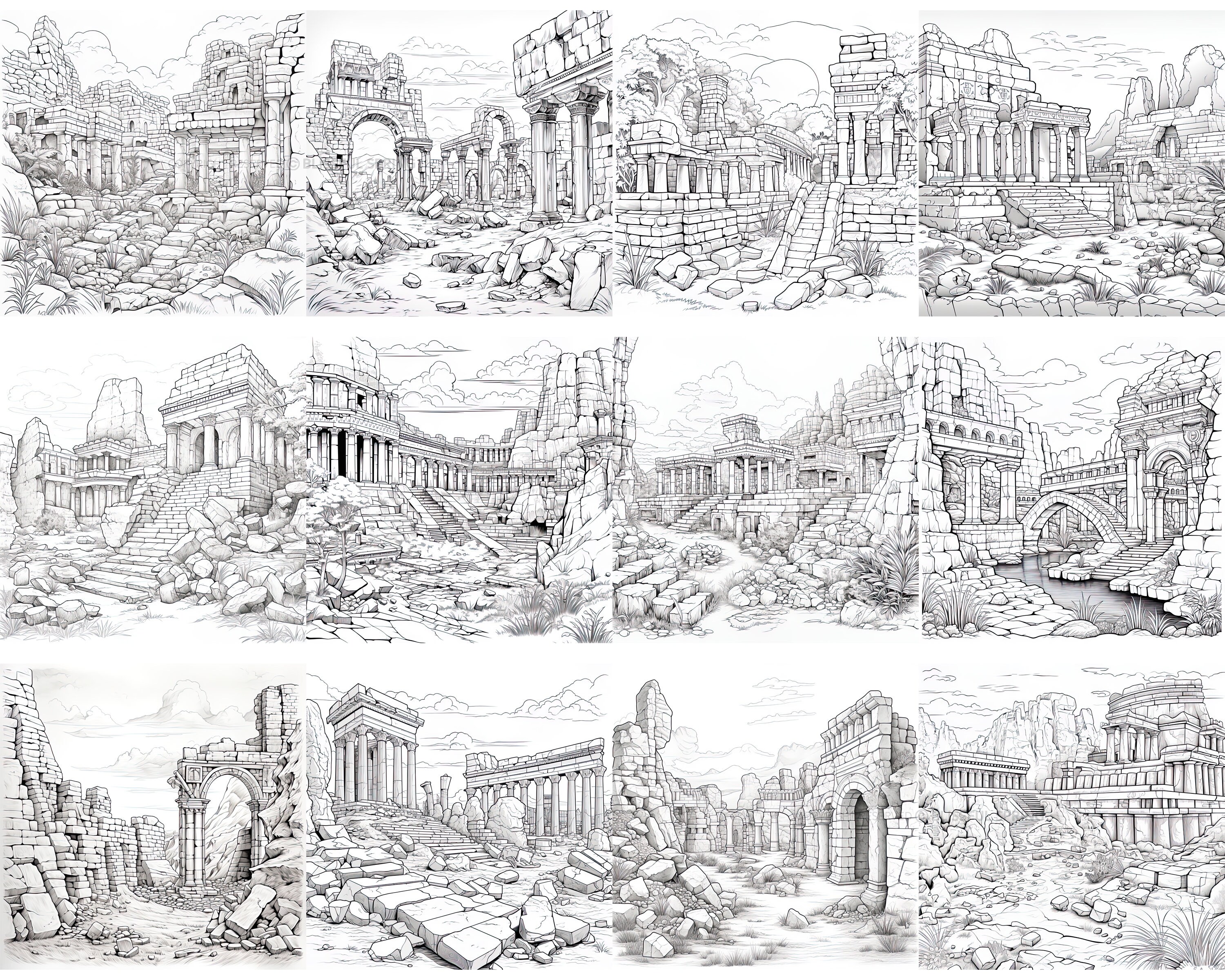 Ancient Ruins Procreate Brush Set: 100+ Unique Stamps (digital Download ...
