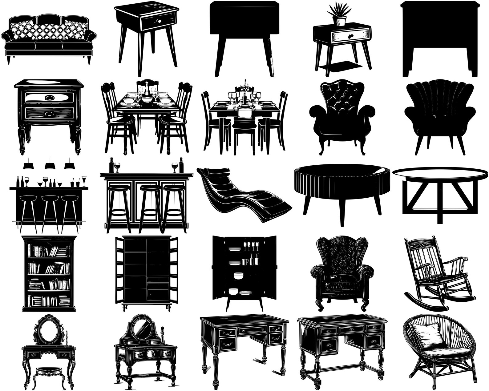 Furniture SVG Bundle, Set of 100, Instant Digital Download Svg Png Dxf ...