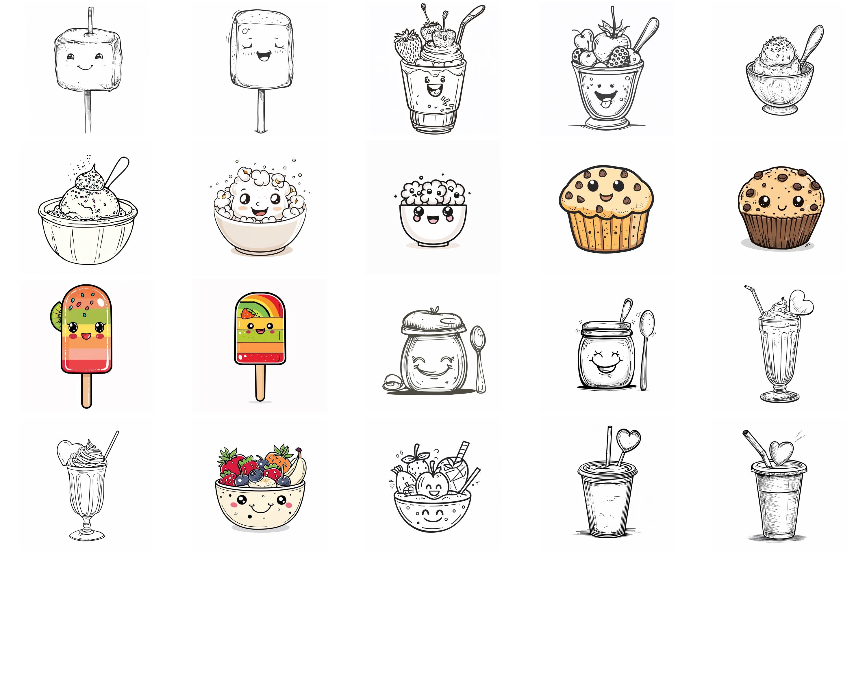 100+ Kawaii Food Items Procreate Brush Set | Procreate Stamp Brushes ...