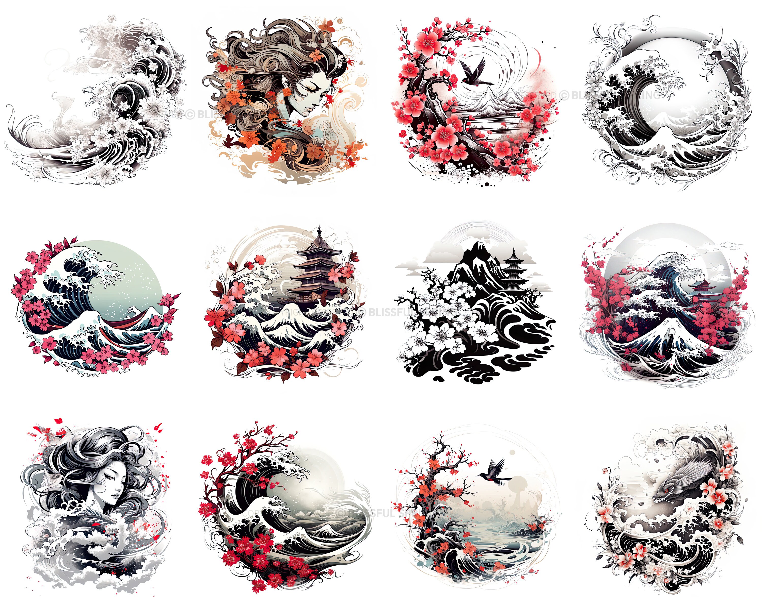 100+ Japanese Tattoo Procreate Brush Set | Unique Tattoo Style Stamp ...