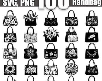 Floral Handbag SVG Bundle, Set of 100, Instant Digital Download svg png dxf eps