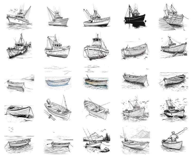 120+ Fishing Boat Procreate Brush Set | Stamps for Procreate | Instant ...